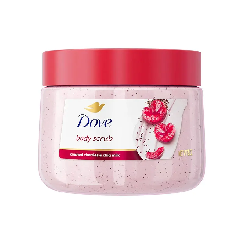 Dove Cherry & Chia Milk Body Scrub Exfoliates and Deeply Nourishes for Smooth, Radiant Skin – 425gm