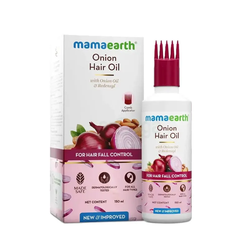 Mamaearth onion hair oil for hair regrowth & hair fall control with redensyl – 150ml